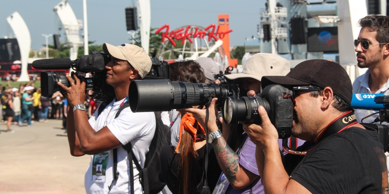 Fotógrafos trabalhando durante o Rock in Rio